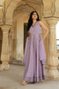 Stylish Lavender Embroidered Georgette Gown with Dupatta