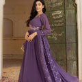 Royal Purple Embroidered Georgette Gown with Dupatta