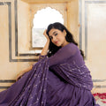 Royal Purple Embroidered Georgette Gown with Dupatta