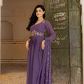 Royal Purple Embroidered Georgette Gown with Dupatta