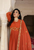 Trending Orange Embroidered Georgette Gown with Dupatta