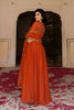 Trending Orange Embroidered Georgette Gown with Dupatta