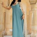 Impressive Blue Embroidered Georgette Gown with Dupatta