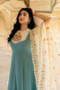 Impressive Blue Embroidered Georgette Gown with Dupatta