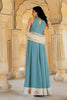 Impressive Blue Embroidered Georgette Gown with Dupatta