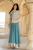 Impressive Blue Embroidered Georgette Gown with Dupatta