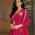Beautiful Rani Pink Embroidered Georgette Gown with Dupatta