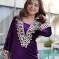 Luxury Purple Velvet Embroidered Salwar Suit with Mirror Work