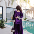 Luxury Purple Velvet Embroidered Salwar Suit with Mirror Work