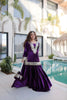 Luxury Purple Velvet Traditional Salwar Suit with Mirror Work and Potli Bag