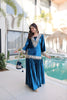 Stunning Teal Blue Velvet Embroidered Salwar Suit with Mirror Work for Wedding