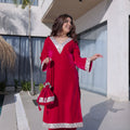 Elegant Rani Pink Velvet Embroidered Salwar Suit with Mirror Work for Wedding