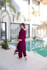Unique Wine Velvet Embroidered Salwar Suit with Mirror Work for Wedding