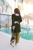 Latest Olive Green Velvet Embroidered Salwar Suit with Heavy Mirror Work for Wedding