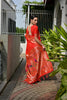 Red Silk Saree with Woven Butta Contrast Golden Peacock Pallu