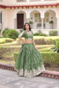 Wonderful Green Embroidered Gold Crush Lehenga Choli with Matching Dupatta for Wedding