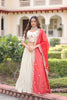 Graceful Off-White Embroidered Cosmos Silk Lehenga Choli with Red Dupatta for Wedding