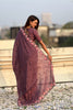 Wine Purple Embroidered Saree Floral Border with Matching Blouse