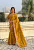 Mustard Yellow Embroidered Saree Floral Border with Matching Blouse 