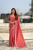 Rose Pink Embroidered Saree Floral Border with Matching Blouse 