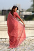 Rose Pink Embroidered Saree Floral Border with Matching Blouse