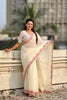 Off White Embroidered Saree Floral Border with Matching Blouse