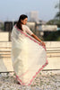 Off White Embroidered Saree Floral Border with Matching Blouse