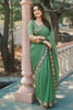 Pastel Green Embroidered Saree Floral Border with Matching Blouse 