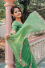 Pastel Green Embroidered Saree Floral Border with Matching Blouse
