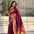 Wine Maroon Paithani Silk Saree Traditional Gold Zari Border Floral Pallu 