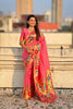 Pink Paithani Silk Saree with Peacock Floral Motifs Golden Zari Border