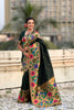 Dark Green Paithani Silk Saree Peacock Floral Motifs Golden Zari Border