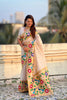 Cream Silk Saree with Multicolor Floral Peacock Motif Woven Border