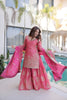 Fabulous Rani Pink Fendy Crush Embroidered Salwar Palazzo Set with Dupatta for Wedding