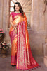 Orange Pink Kanchipuram Silk Saree with Rich Zari Woven Pallu