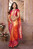 Orange Pink Kanchipuram Silk Saree with Rich Zari Woven Pallu