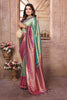 Sea Green Kanchipuram Silk Saree with Pink Zari Woven Pallu