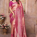 Rose Pink Kanchipuram Silk Saree with Rich Zari Woven Pallu