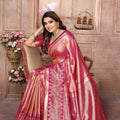 Rose Pink Kanchipuram Silk Saree with Rich Zari Woven Pallu