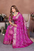 Magenta Bandhani Silk Saree Gold Zari Border Blouse Traditional Saree