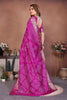 Magenta Bandhani Silk Saree Gold Zari Border Blouse Traditional Saree