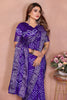 Royal Purple Bandhani Silk Saree Silver Zari Border Blouse Traditional Saree