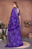Royal Purple Bandhani Silk Saree Silver Zari Border Blouse Traditional Saree