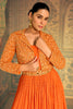 Stylish Orange Embellished Viscose Anarkali Gown with Shrug for Wedding