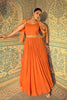 Stylish Orange Embellished Viscose Anarkali Gown with Shrug for Wedding
