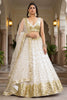 Stunning White Sequin Embroidered Net Lehenga Choli with Dupatta for Wedding