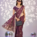 Wine Purple Embroidered Ready To Wear Saree Blouse Piece