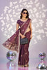 Wine Purple Embroidered Ready To Wear Saree Blouse Piece