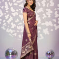 Wine Purple Embroidered Ready To Wear Saree Blouse Piece