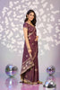 Wine Purple Embroidered Ready To Wear Saree Blouse Piece